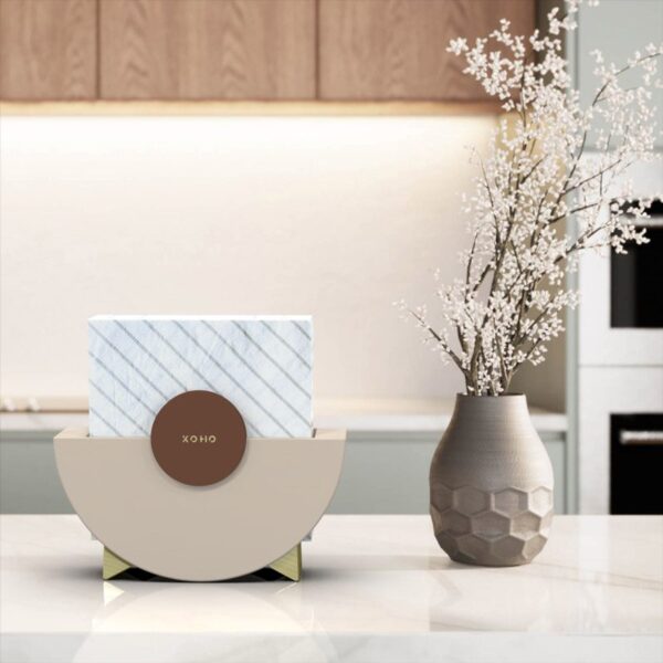 Modern napkin holder design gold and beige in kitchen
