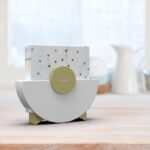 Modern napkin holder design gold and white in kitchen 3