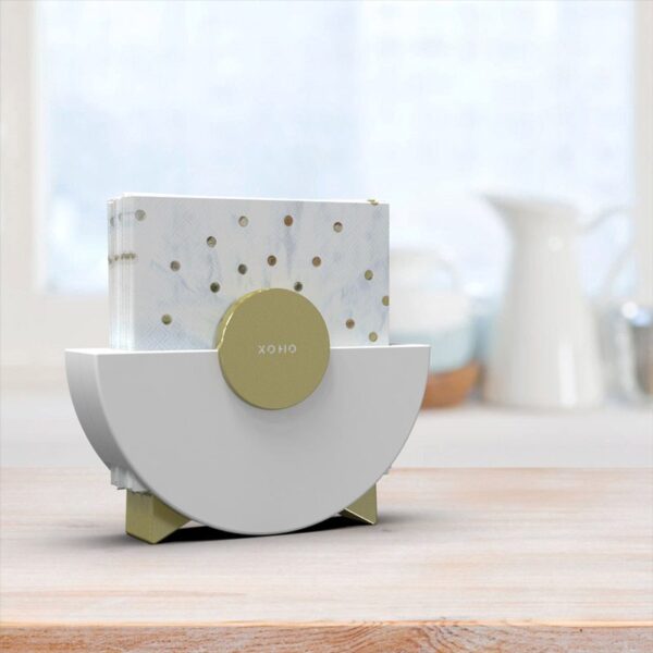 Modern napkin holder design gold and white in kitchen 3