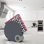 round napkin grey in kitchen