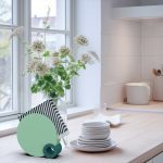 round napkin holder green in kitchen