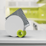 round napkin holder lime and white in kitchen