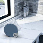 round napkin holder navy blue in kitchen