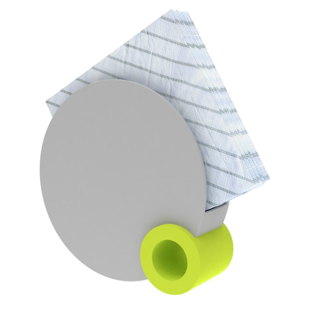 round napkin holder grey and lime green
