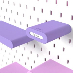 ikea skadis shelf drawer with label holder closeup