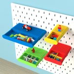 ikea skadis shelf drawer with lego parts top